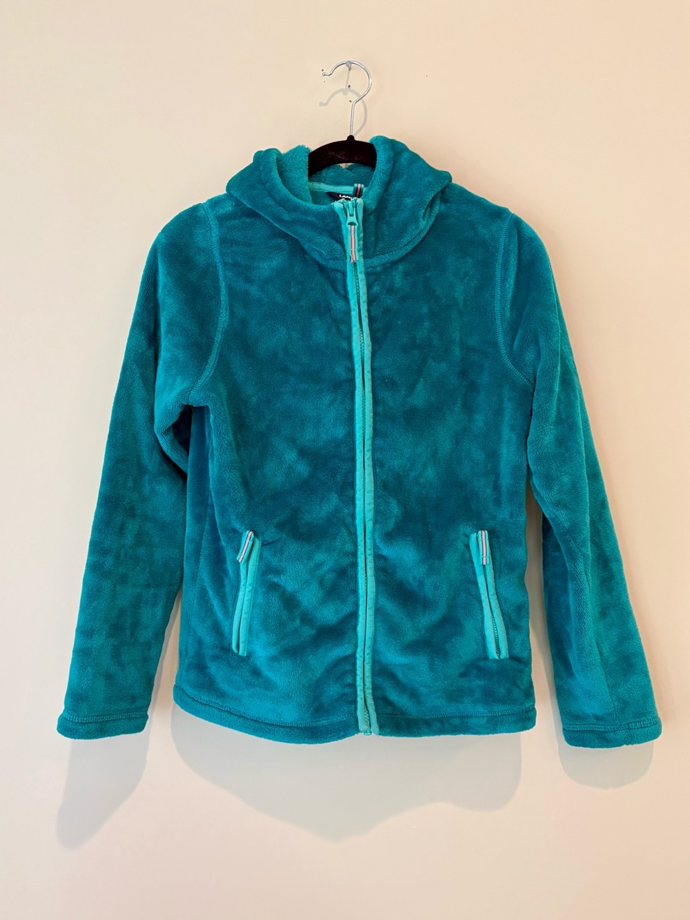 Lands' End Girls Softest Fleece Hoodie Blue Large